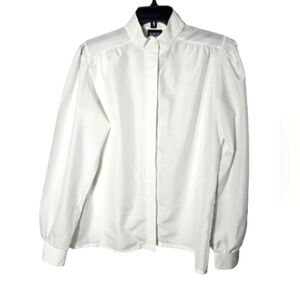 New Fashion Vintage Unique White Long Sleeve Polyester Blouse Women's Size 12